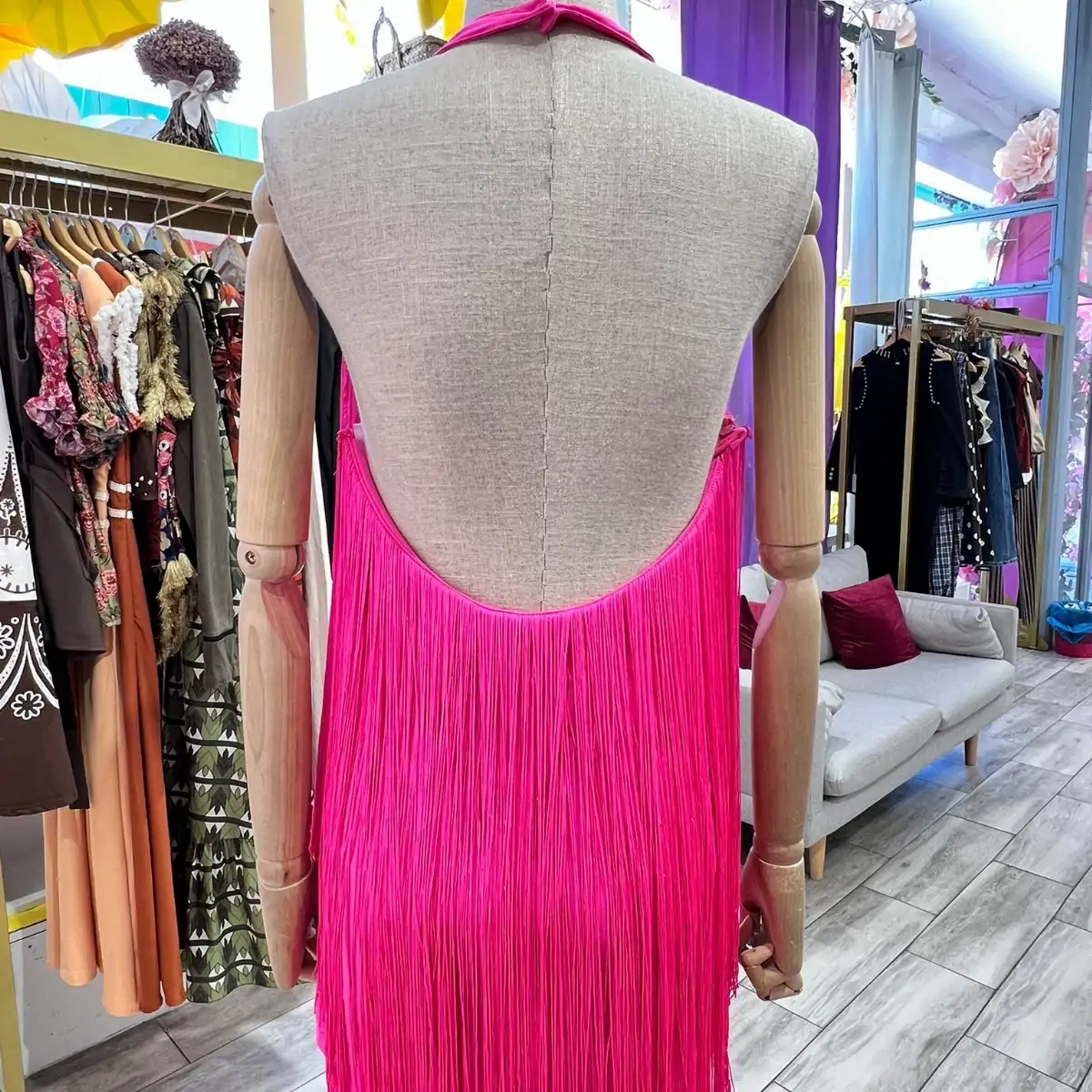 ROBE COURTE FUSHIA FLUO