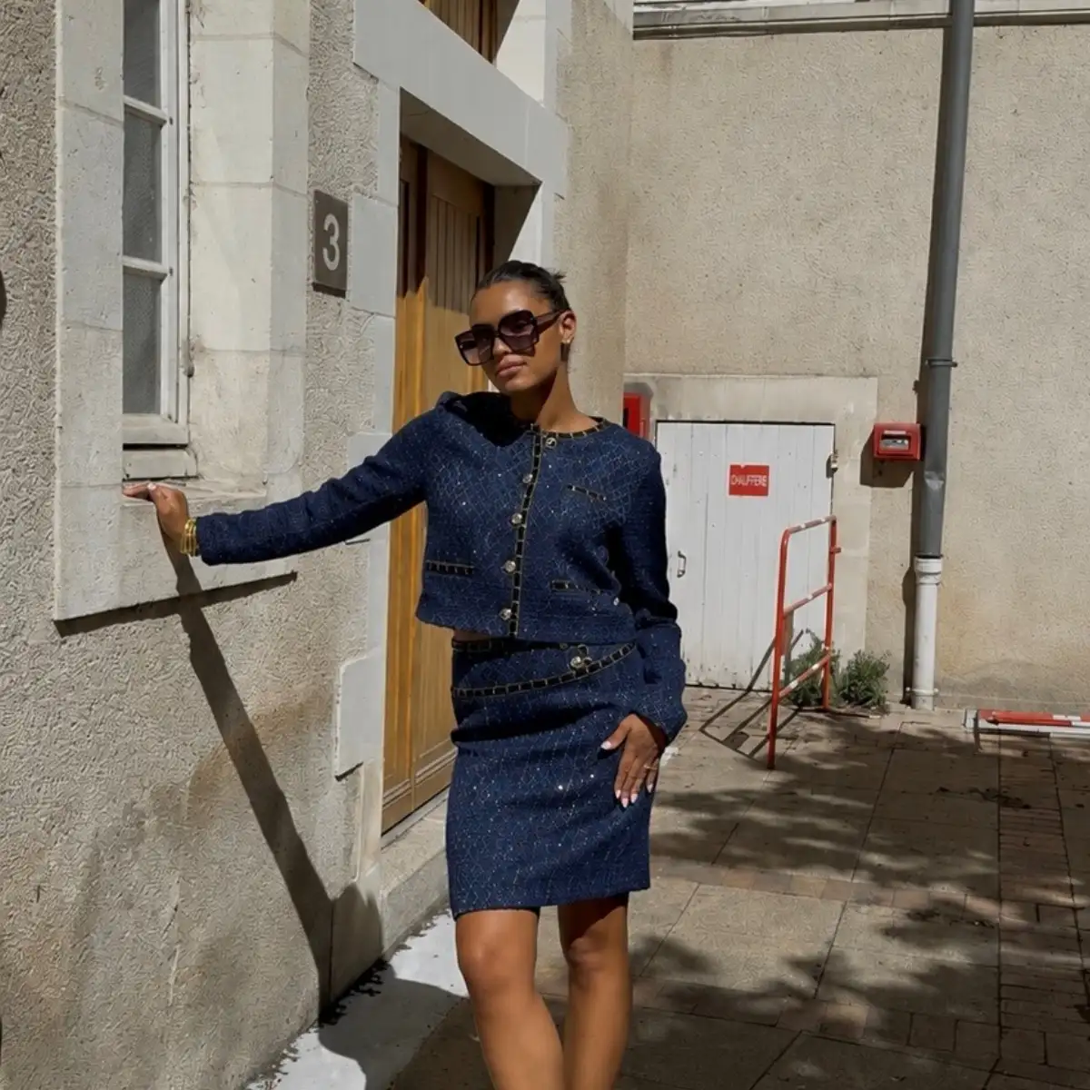 Jupe bleue nuit chic