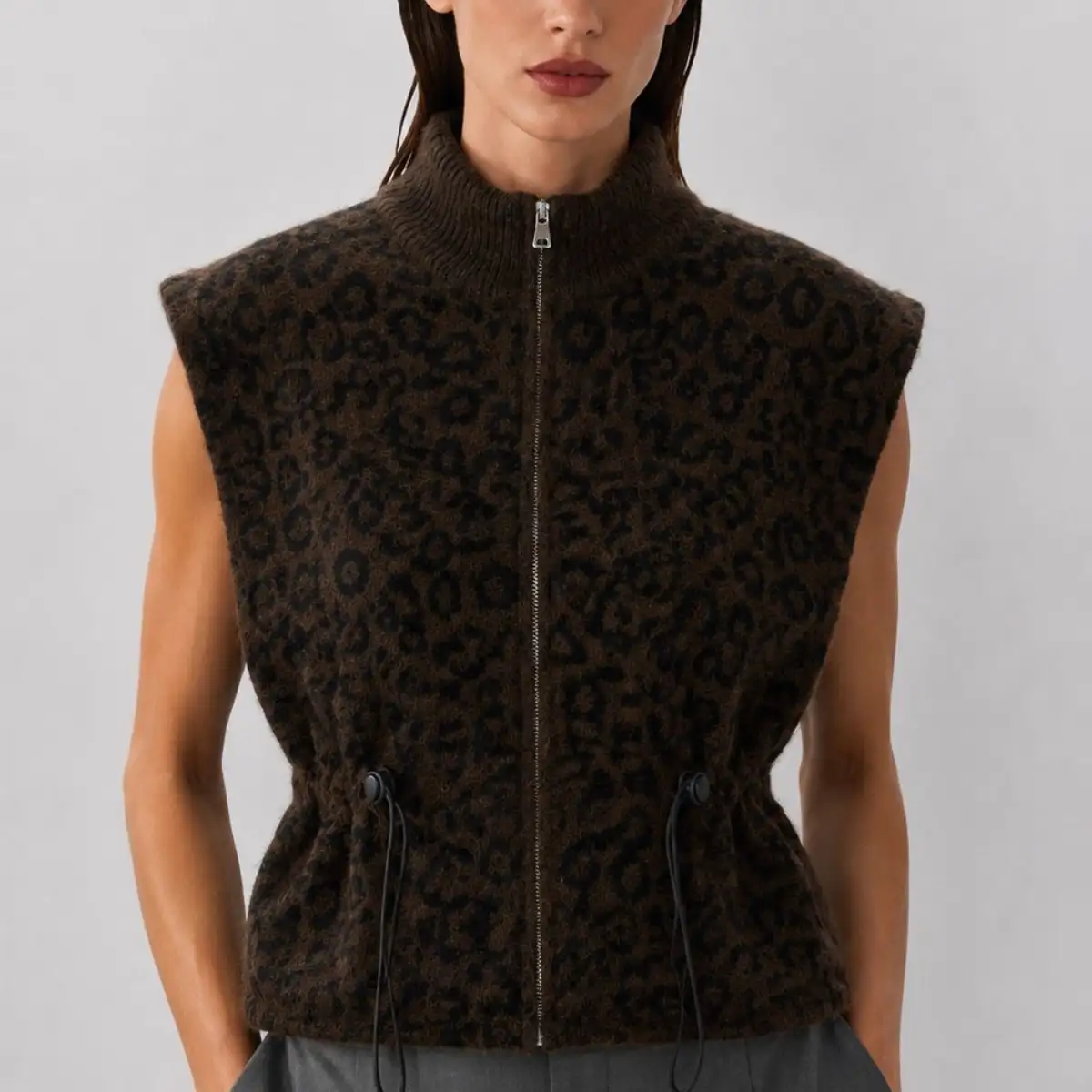 Gilet imprimé panthère chocolat