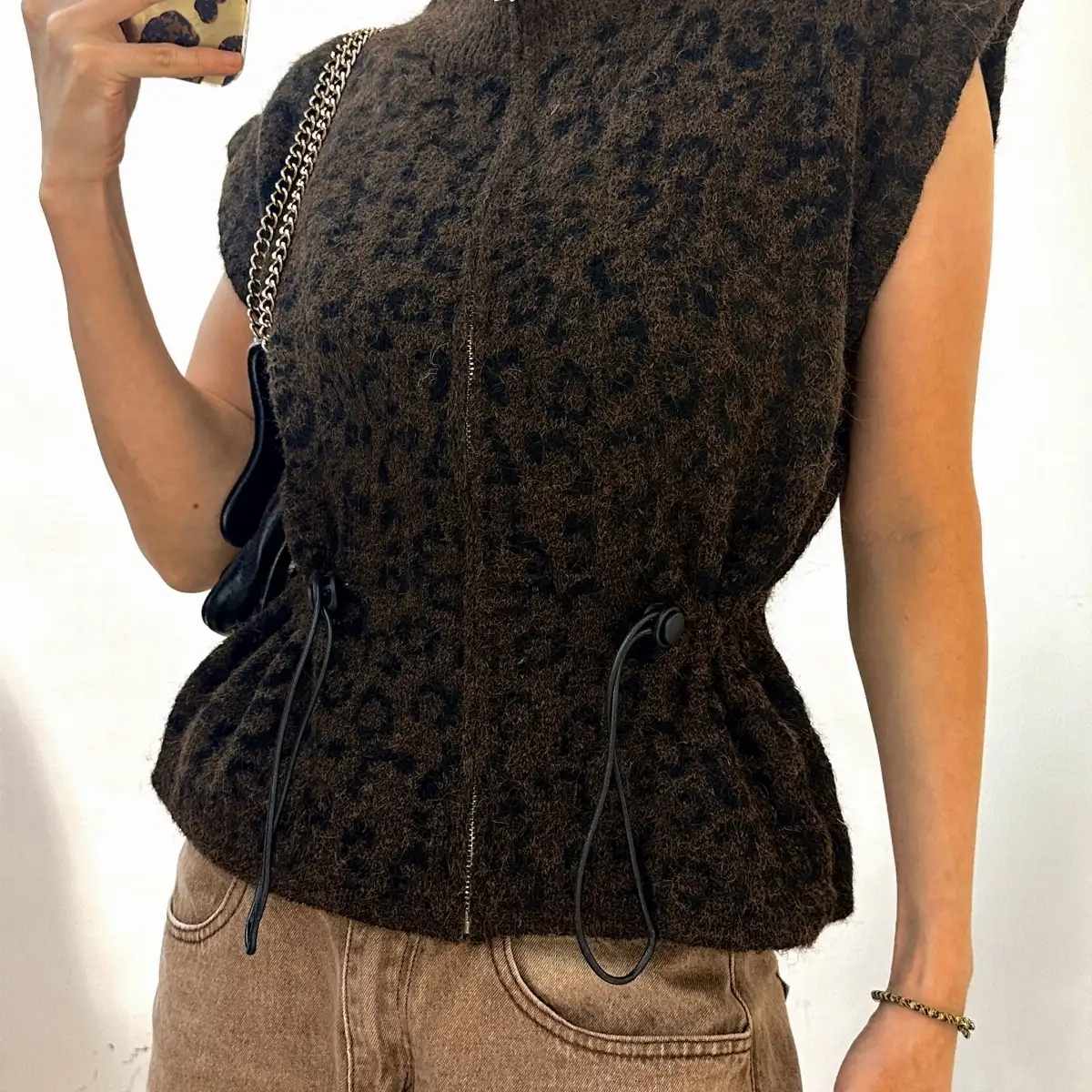 Gilet imprimé panthère chocolat