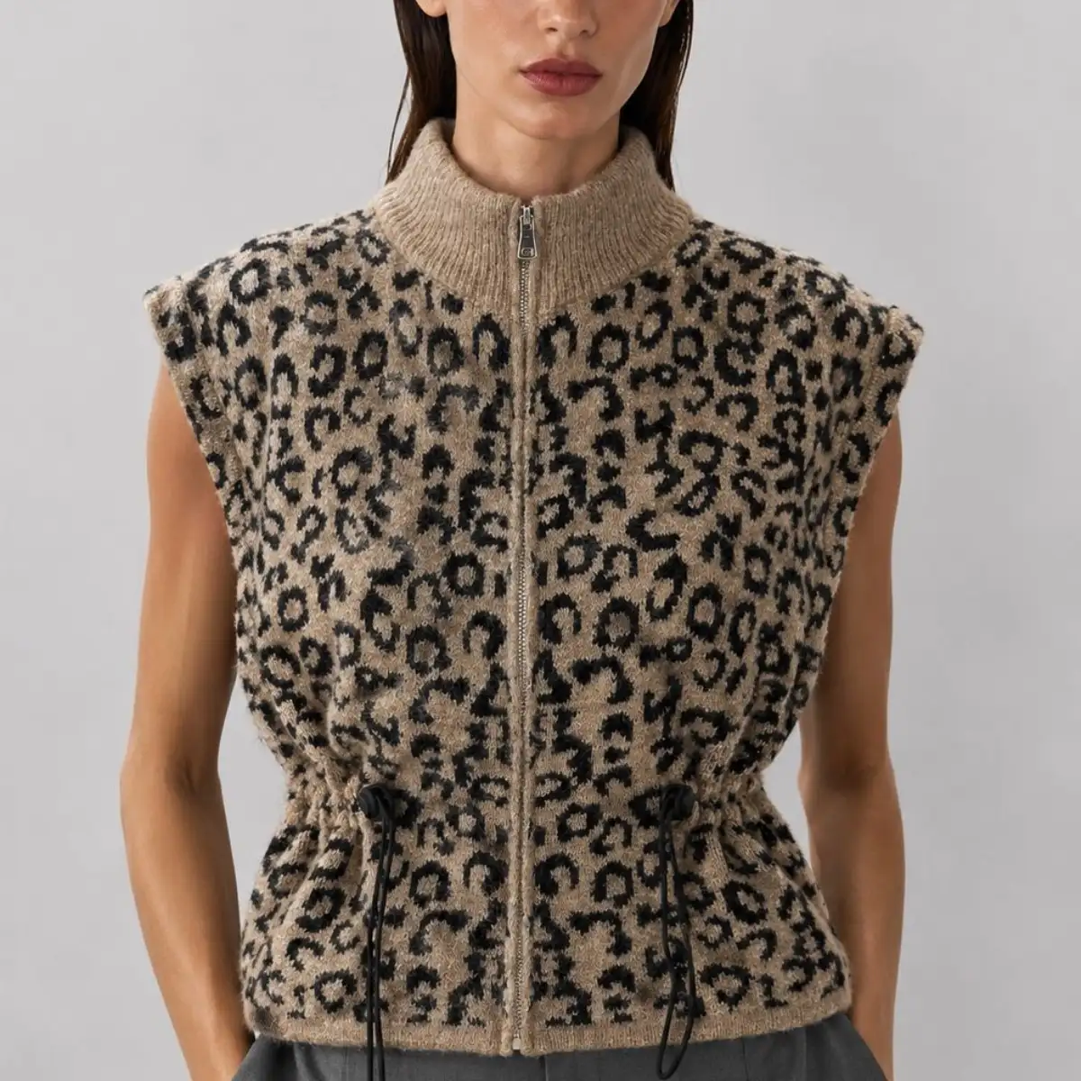 Gilet imprimé panthère crème