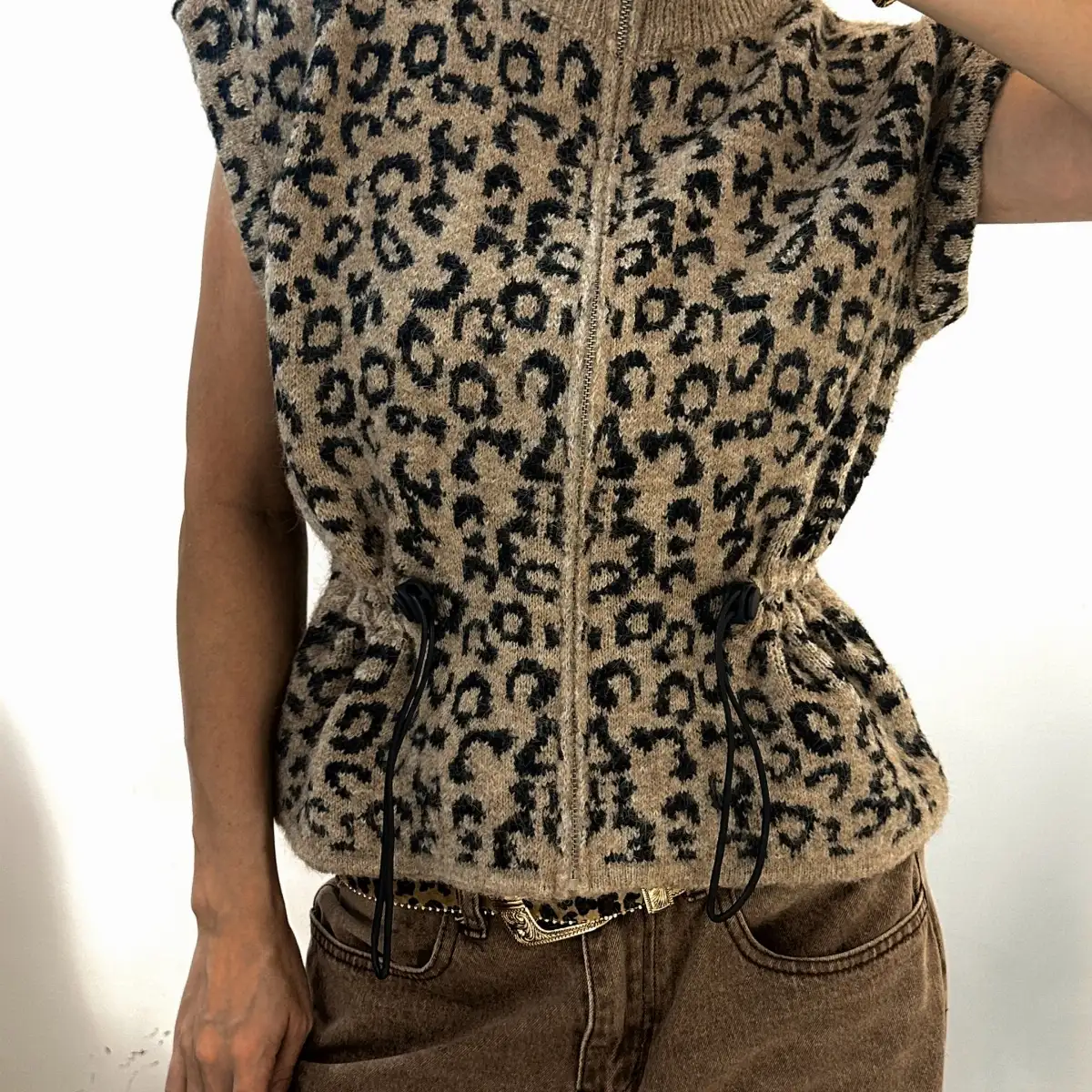 Gilet imprimé panthère crème